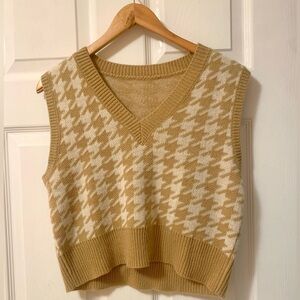 SHEIN EZwear V Neck Houndstooth Pattern Sweater Vest